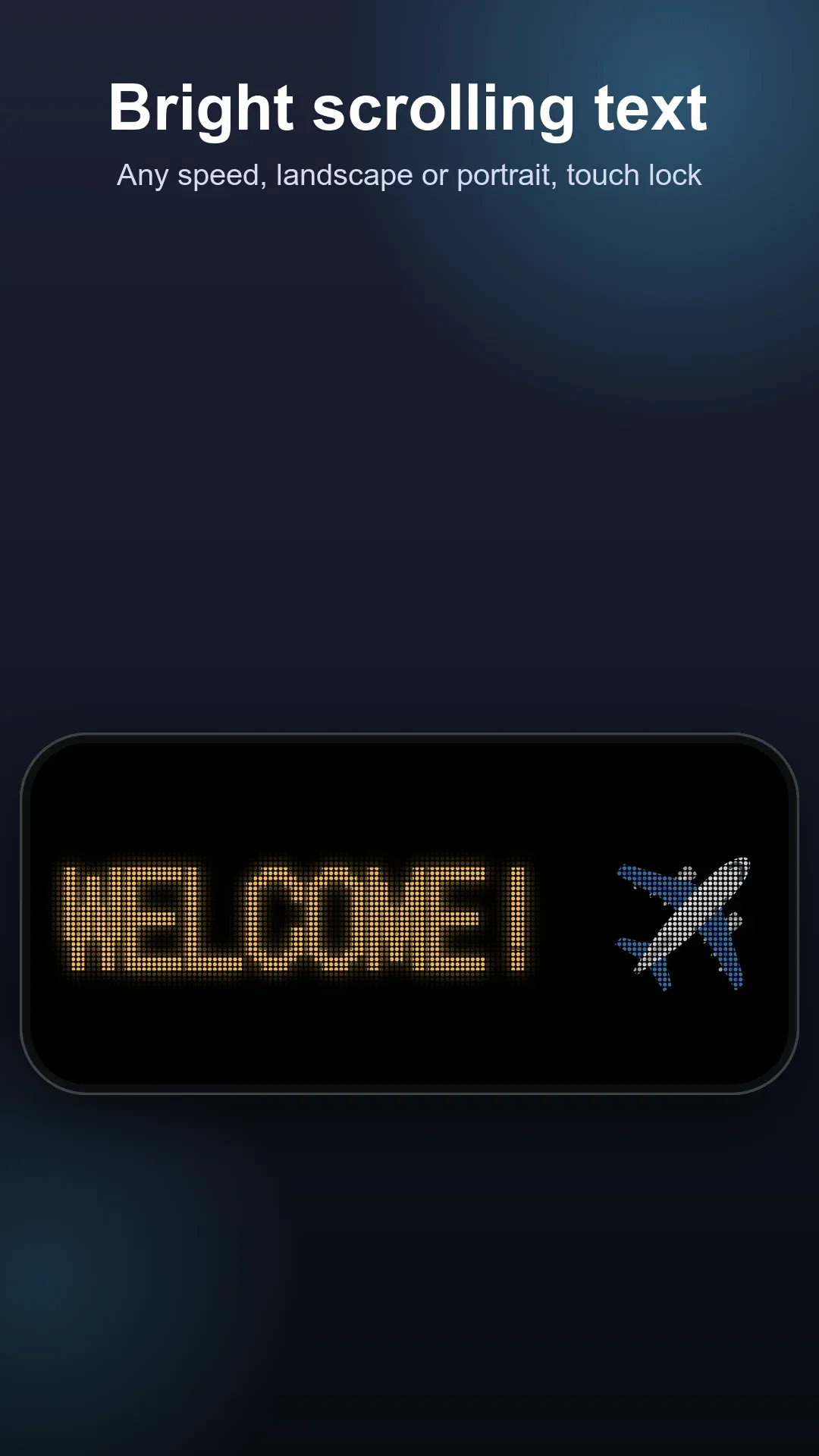 Bright scrolling text shown full screen