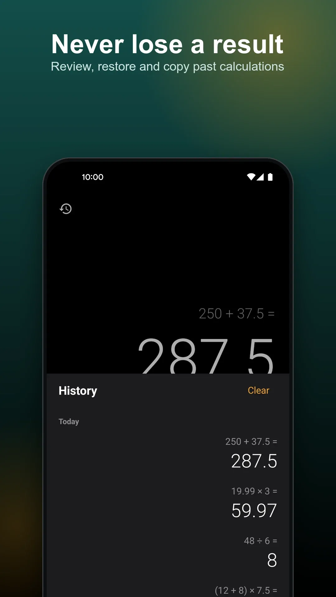 History: review, restore and copy past calculations
